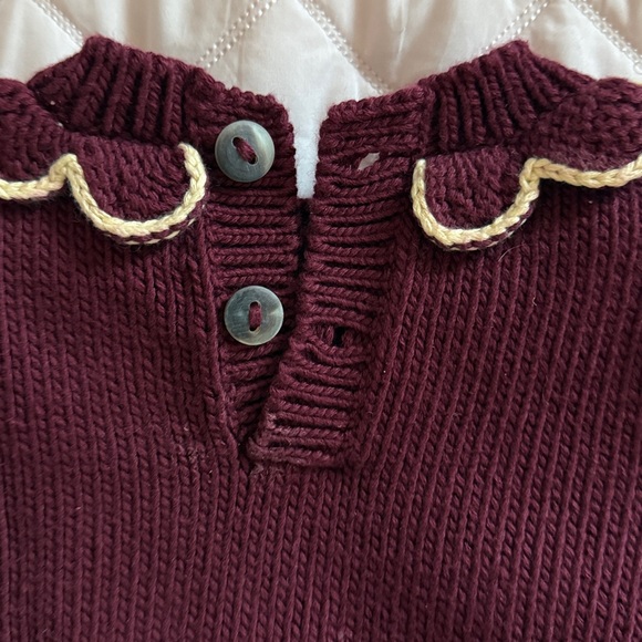 Misha & Puff Maroon Knit Sweater with Scalloped Collar - Picture 3 of 3